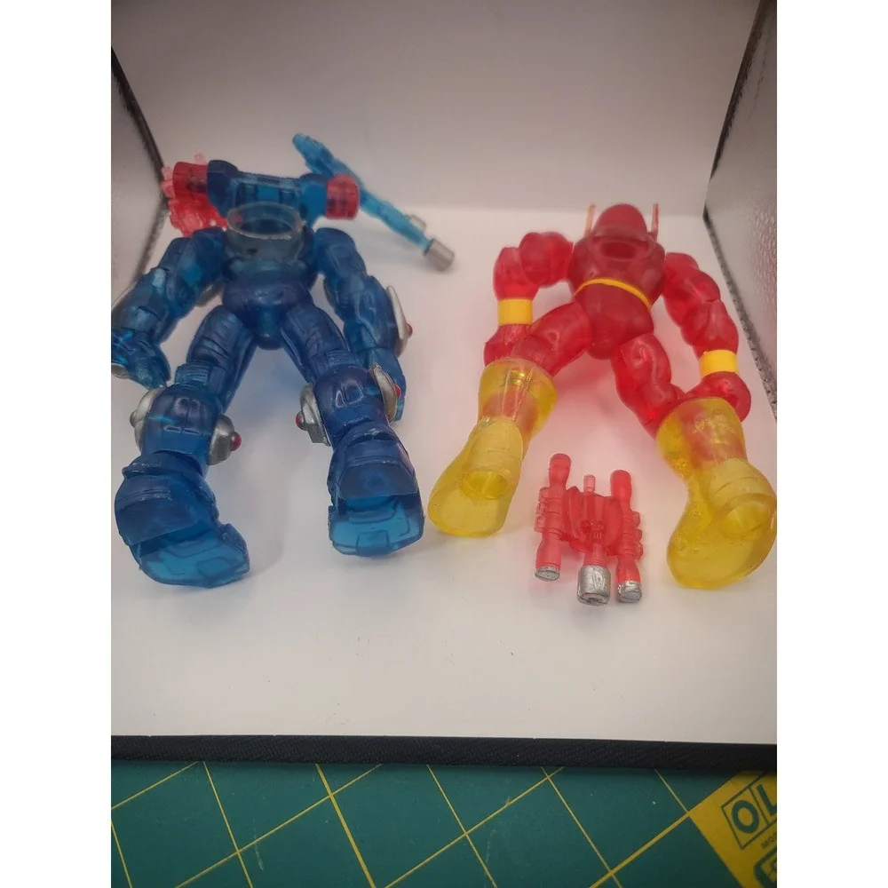 Translucent Blue Armored Warrior and Red Speedster Action Figure Set 2pc